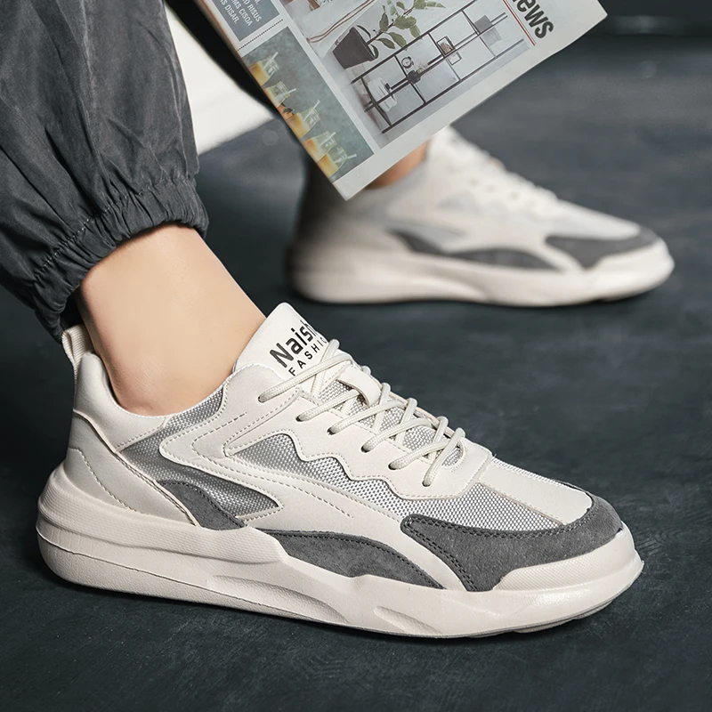 

Summer Trend Lace-up Casual Men's Walking Shoes School Breathable Mesh Men's Shoes Outdoor Non-slip Men's Flat Shoes 39-44