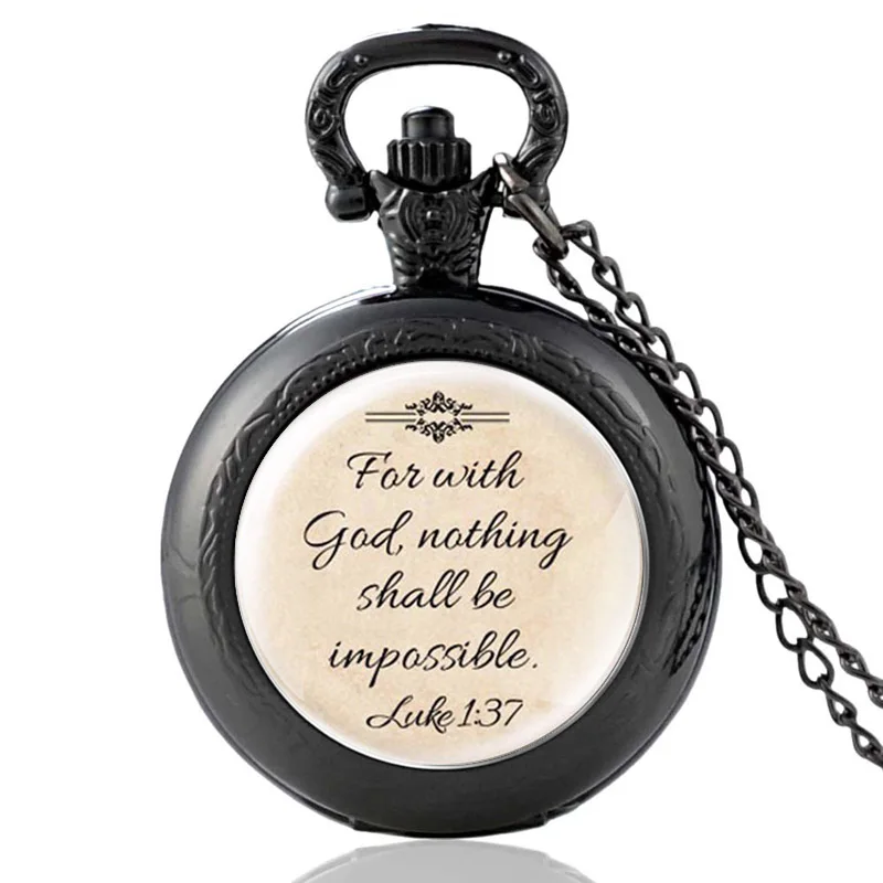 Винтажный Библейский стих Fai With God Nothing wuld Be кварцевые карманные часы мужские