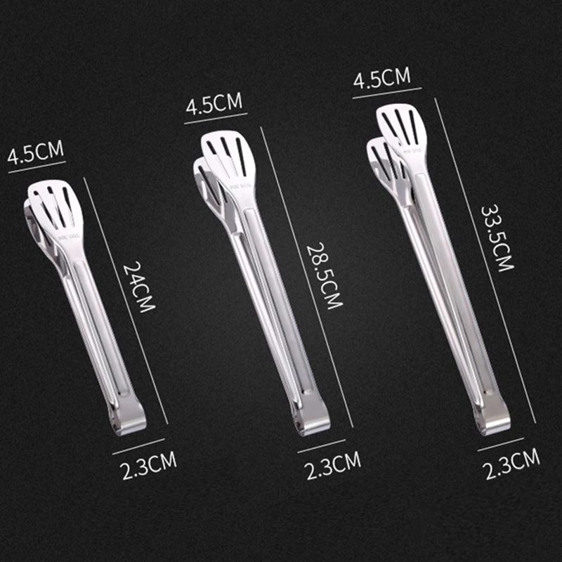 

304 Stainless Steel Food Tongs Kitchen Utensils Buffet Cooking Tool Anti Heat Bread Clip Pastry Clamp Barbecue Kitchen Steel