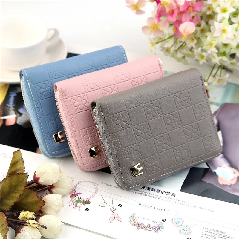 

Women Zipper Short Wallet Small Purse Checked Pattern Crown Tassel Soft Wallets Simple Credit Card Holder Money Coin Mini Bag