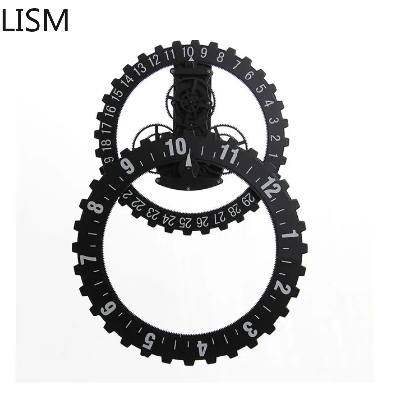 Креативные черные настенные часы с календарем металлические бесшумные 3d