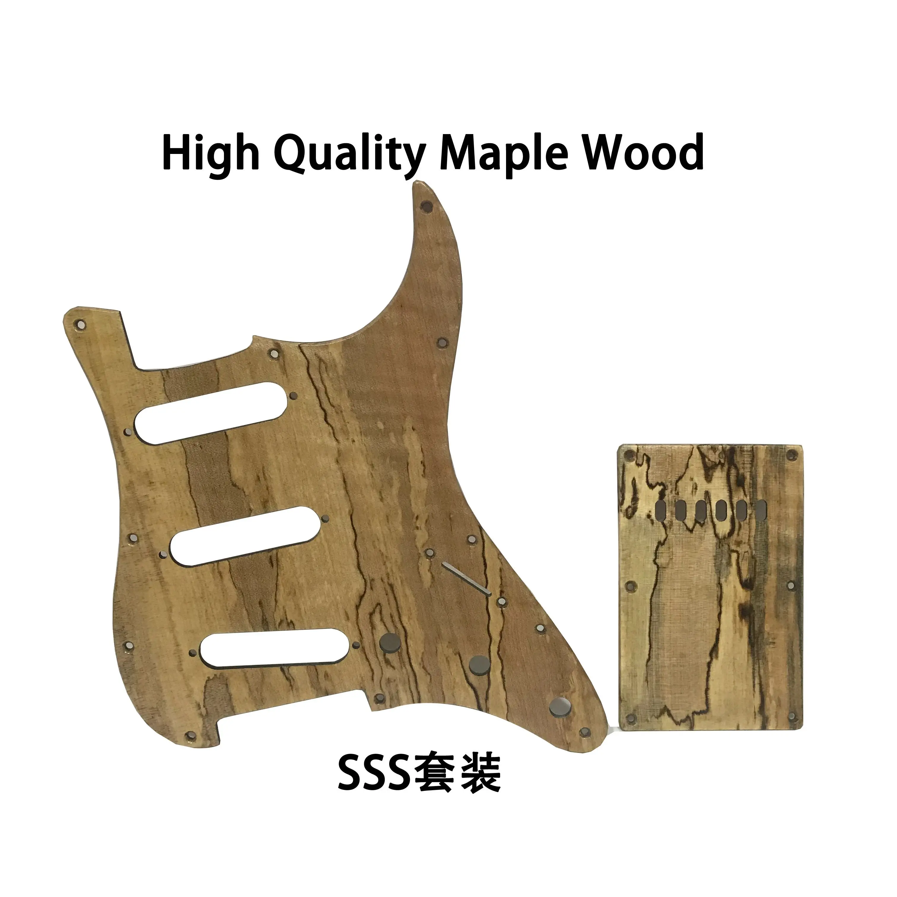 10 Pcs 11holes SSS Spalted Maple ST .Electric Guitar Pickguard Back Plate Solid Wood for Fender Style Guitar Accessories enlarge