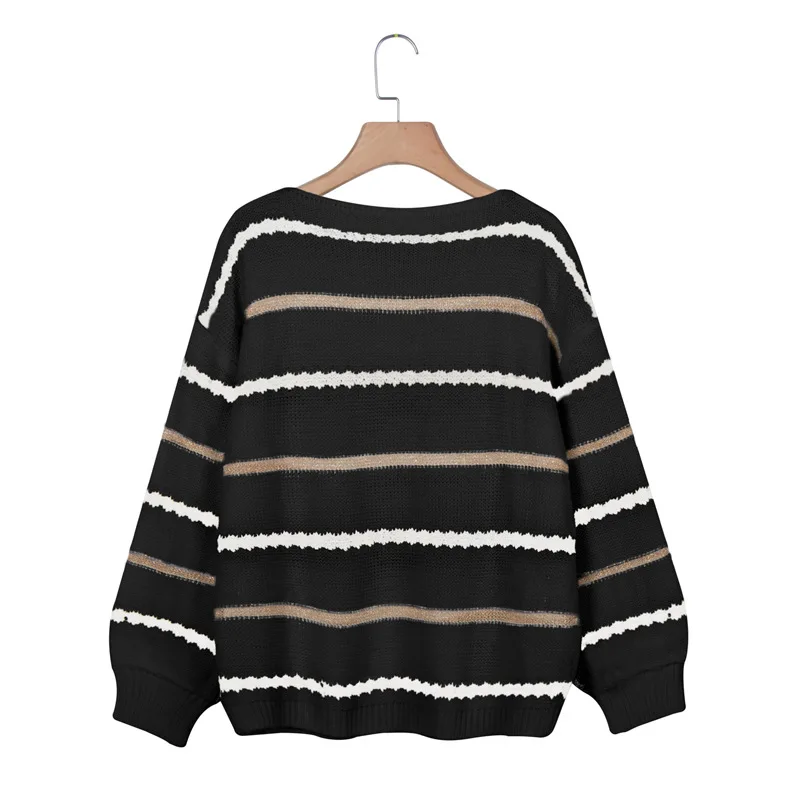 

OMCHION Ropa Mujer 2020 O Neck Vintage Striped Sweaters Women Casual Loose Autumn Jumper New Knitted Warm Pullover LSM47