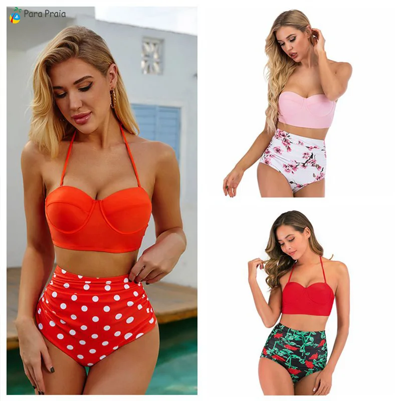 Купальник пуш ап женский с высокой талией батальных размеров|Комбинезоны| |