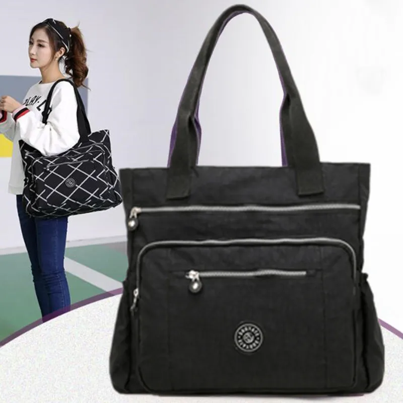 

Women's Multi-pockets Nylon Shoulder Bag Waterproof Portable Outdoor Travel Zipper Multi-functions Large Capacity Handbags