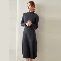 plus longer 100 pure goat cashmere knitted dress women hot sale winter warm top grade ladies jumpers