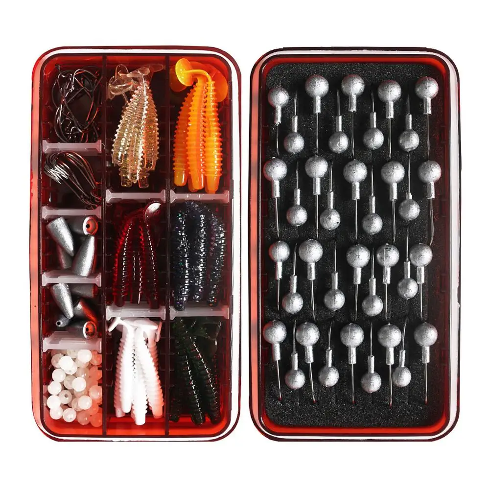 

Small Bait Storage Case Set Fishing Tackle Storage Trays Accessory Boxes Kit Hooks Organizer T-Tail Bait Kit Fishing Accessories
