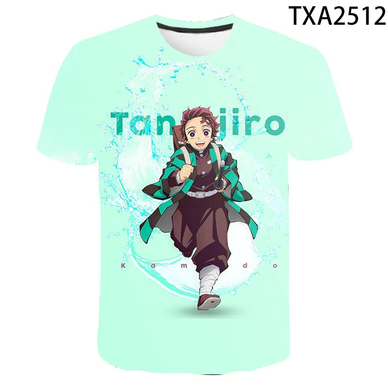 

Summer New Men's Plus Size T-shirt 3d Printing Anime Ghost Slayer Children Cartoon Street Fashion Casual Shirt