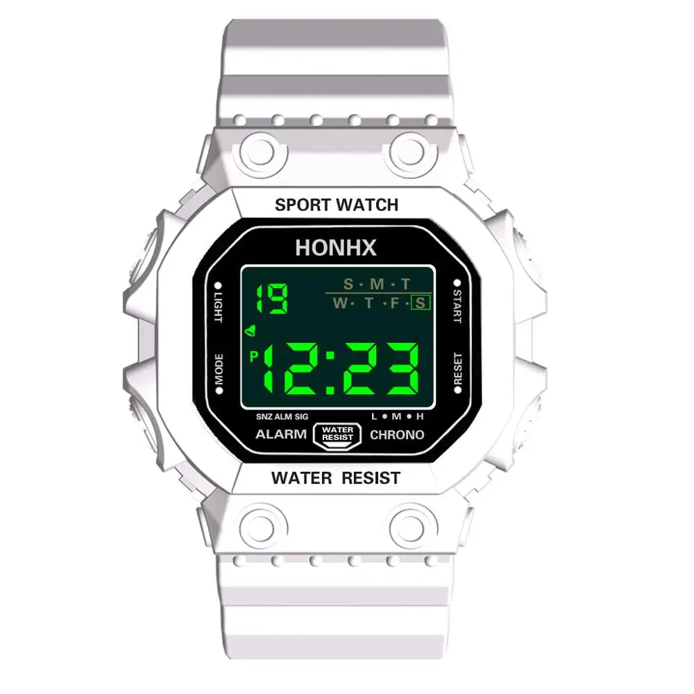 Красный Новые роскошные honhx Mens цифровые светодиодный часы с цифровым датным будильником водонепроницаемые спортивные мужские наружные электронные часы Прямая поставка - Цвет: Красный
