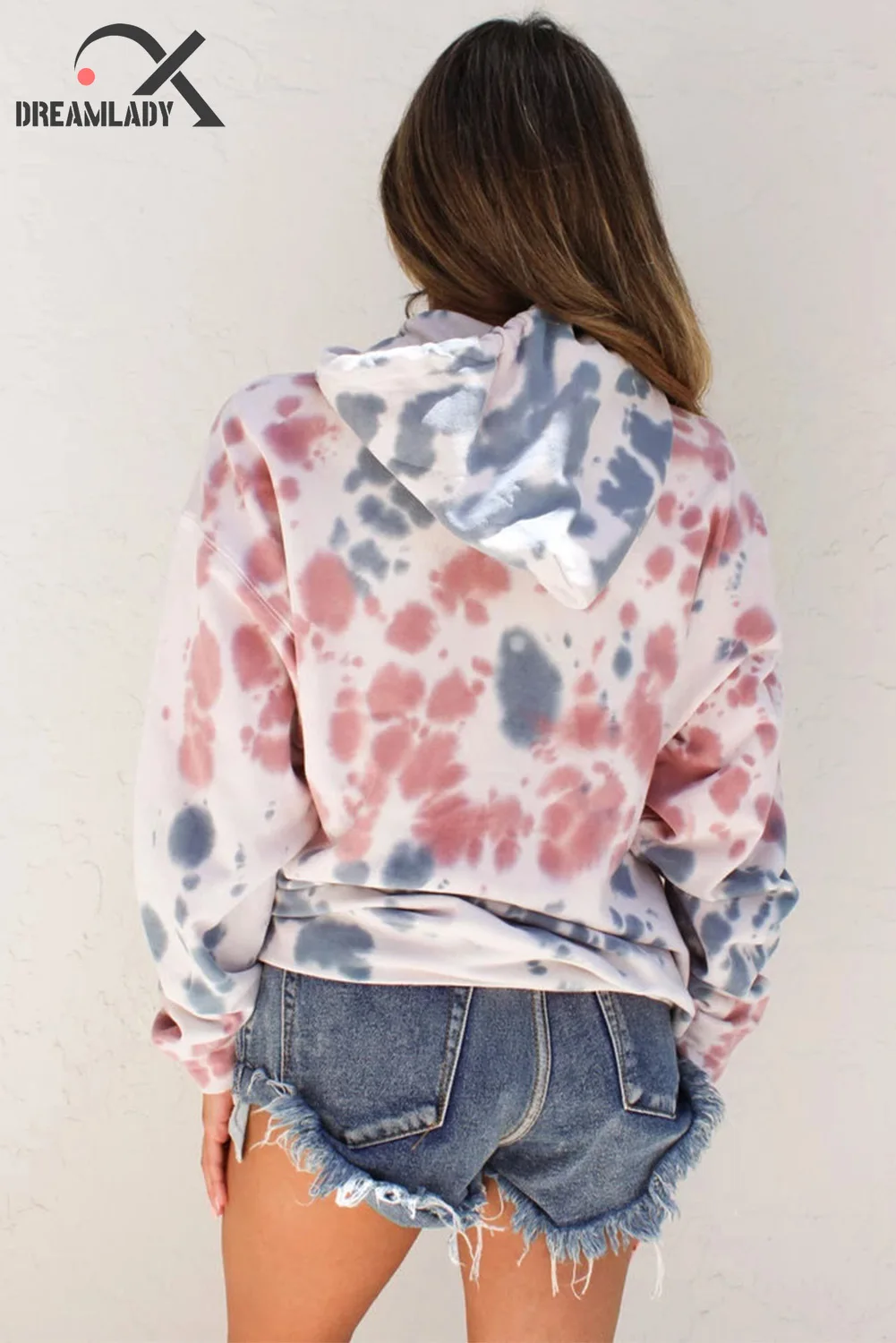 

2020 Autumn New Arrival Tie-dyed Printed Women Casual Pocket Hoodies Fashion O-neck Long Sleeves Loose Sweatshirts