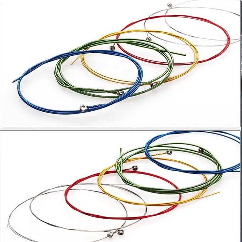 Цветные цветные Струны для акустической гитары 6 шт. радужные разноцветные