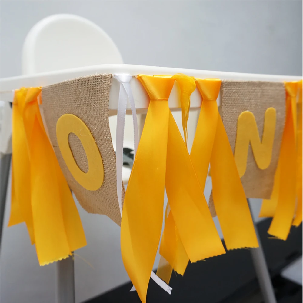 Colorful Ribbon Banner Baby Shower First Birthday Party ONE/TWO Flag Chair Nursery Garland Candy Bar Decoration | Дом и сад