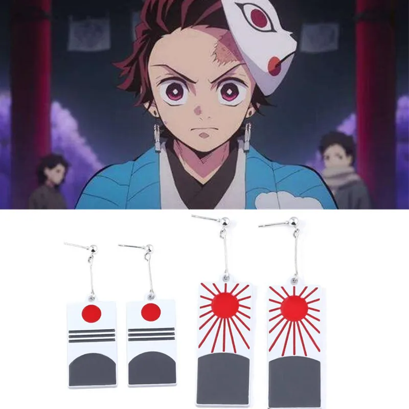 Японское аниме демон убийца Kimetsu no Yaiba серьги гвоздики Kamado Tanjirou значок аксессуары