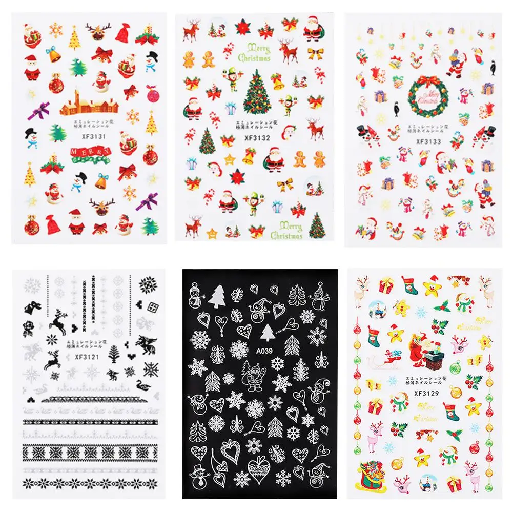 Рождественский стикер для маникюра 3D серия с рисунком из мультфильма Снежинка