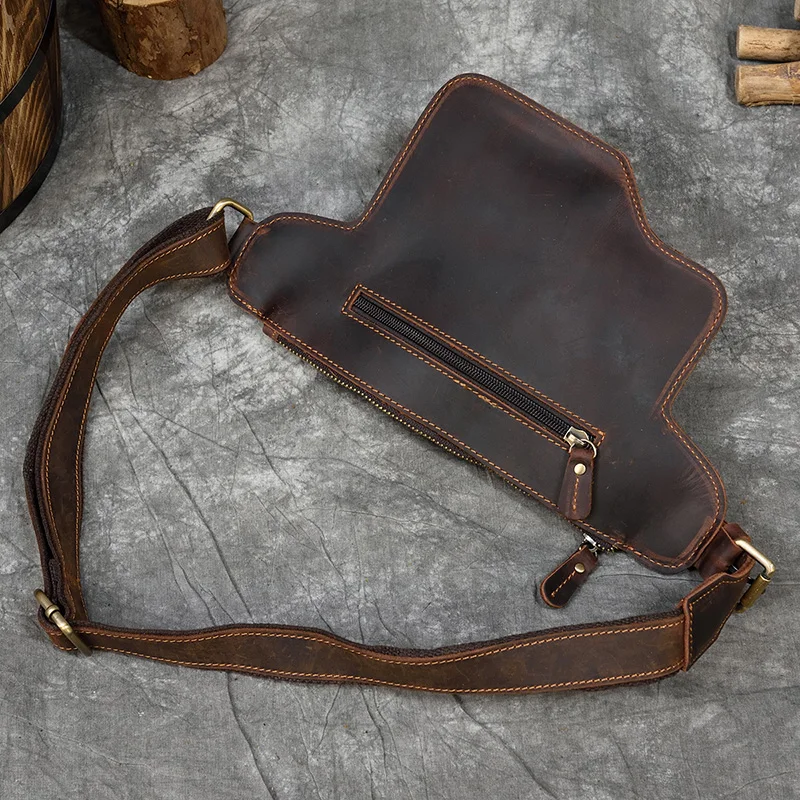 MAHEU Мужская поясная сумка кожаная нагрудная многофункциональные поясные сумки