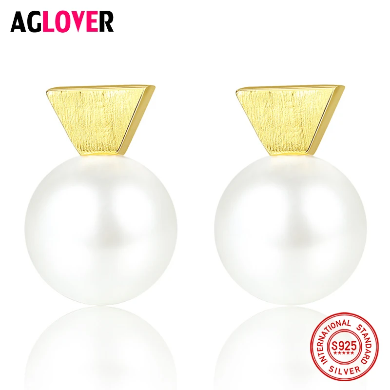 

AGLOVER Hot Sale 925 Sterling Silver Earrings Natural Freshwater Pearl Earrings Women Fashion Jewelry Christmas Lady Gift