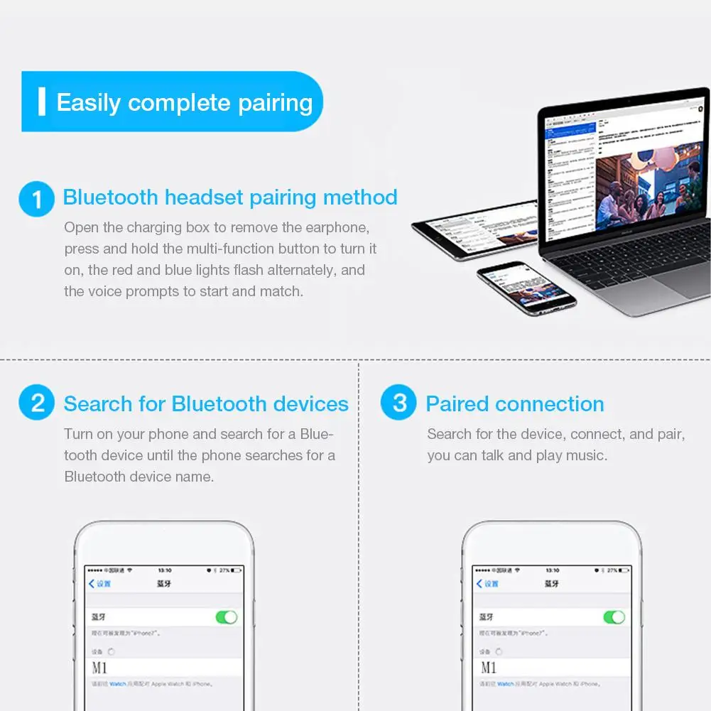 M1 TWS Беспроводные спортивные наушники Bluetooth-гарнитура с микрофоном и зарядным