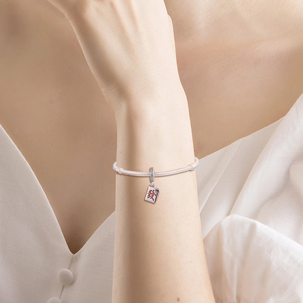 

2021 New Valentine Fit Pandora Bracelets Charms Mahjong Dangle 925 Sterling Silver Original Beads for Women DIY Jewelry
