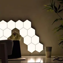 Portable LED DIY Hexagonal Wall Lamp Creative Bedroom Decor Night Light Modern Touch Sensitive Lighting Lamp Indoor Decor