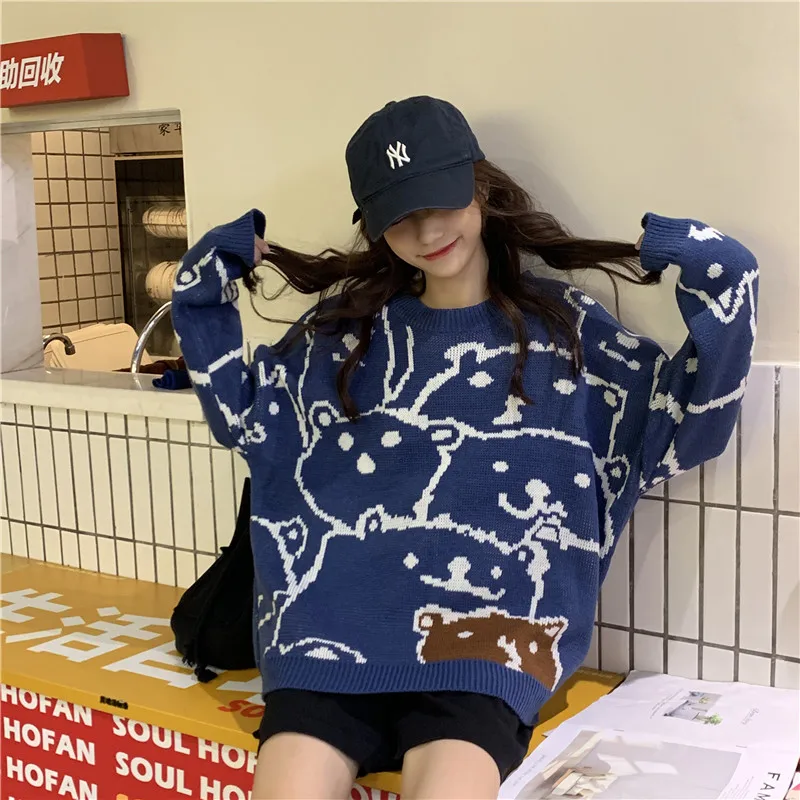 Autumn Women Sweaters 2019 Casual Streetwear Harajuku O-neck Full Sleeve Knitted Jumpers Korean Chic Ins Female Warm Pullovers | Женская