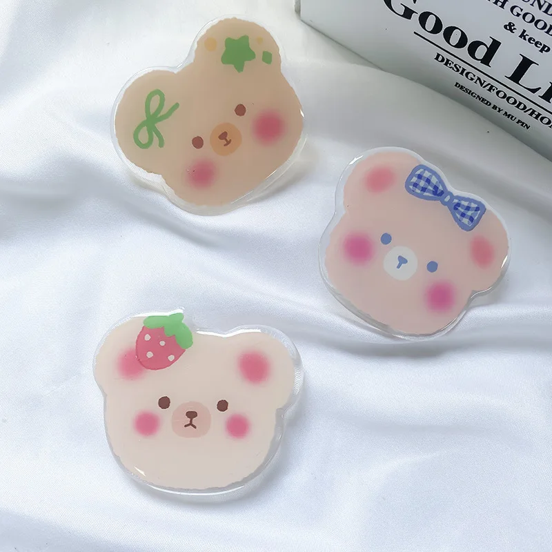 cherry bear griptok epoxy phone holder suitable for iphone samsung phone accessories 2021 luxury cartoon mobile phone support free global shipping