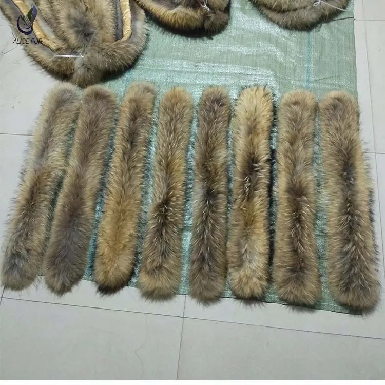 Большой воротник из меха енота Отделка капюшона натурального на капюшоне