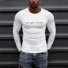 Летняя модная мужская футболка с длинным рукавом и буквенным принтом, простая облегающая Повседневная футболка с круглым вырезом, топ, блузка, топы высокого качества