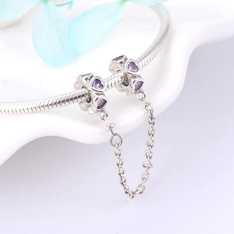 Женский браслет из серебра 925 пробы с розовым сердцем | Украшения и аксессуары