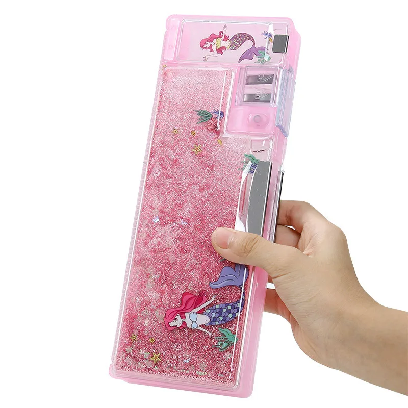 NEW 2022 Multi-function Quicksand Style Pencil Case Large-capacity Stationery Box Creative School Supplies Cute Kawaii Pen | Канцтовары