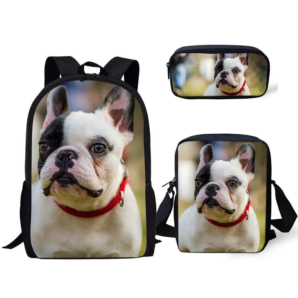 HaoYun Children's Backpack Kawaii Little Bulldog Pattern School Bags Lovely Animal 3PC/Set Students Back to School Book Bags