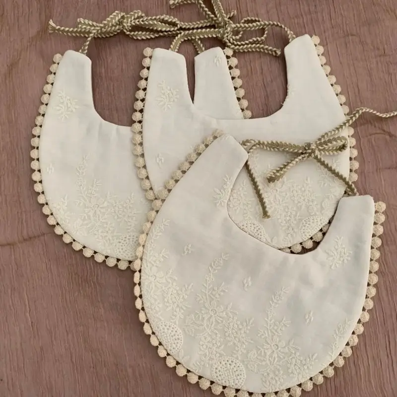 Baberos de doble cara con bordado de algod&oacute;n para beb&eacute;, toalla para Saliva, alimentaci&oacute;n, eructo-1