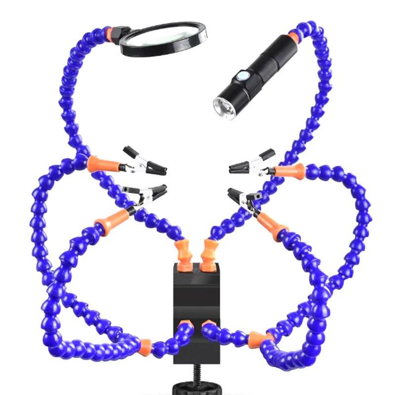 

Soldering Helping Hands Third Hand USB Flashlight Fan Magnifying Glass Flexible Arms Soldering Holder For Welding Repair