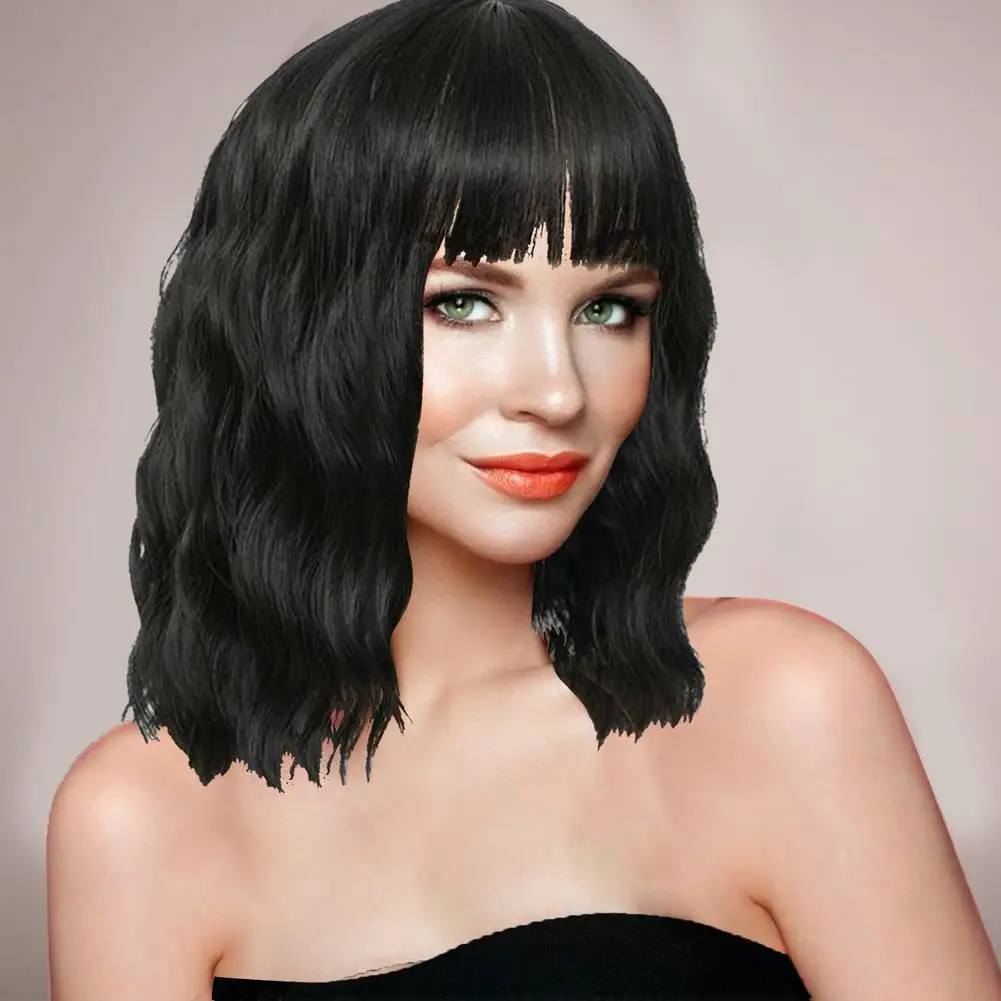 Энергичный короткий золотой парик вьющиеся волнистые с челкой женские розовые