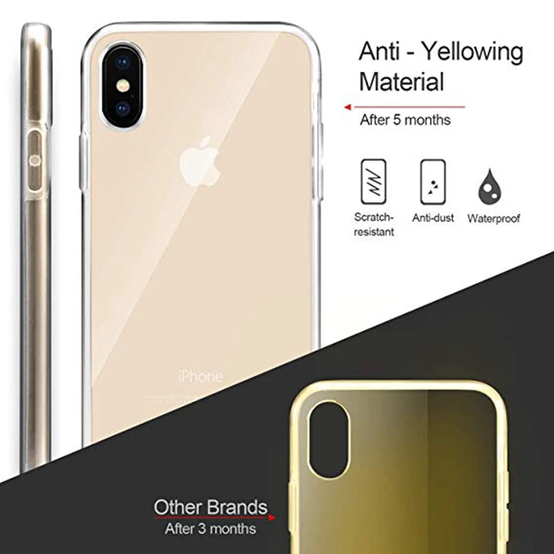 Прозрачный мягкий чехол с полным покрытием 360 градусов для iphone X XR XS 11 Pro MAX 6 7 6s 8 Plus