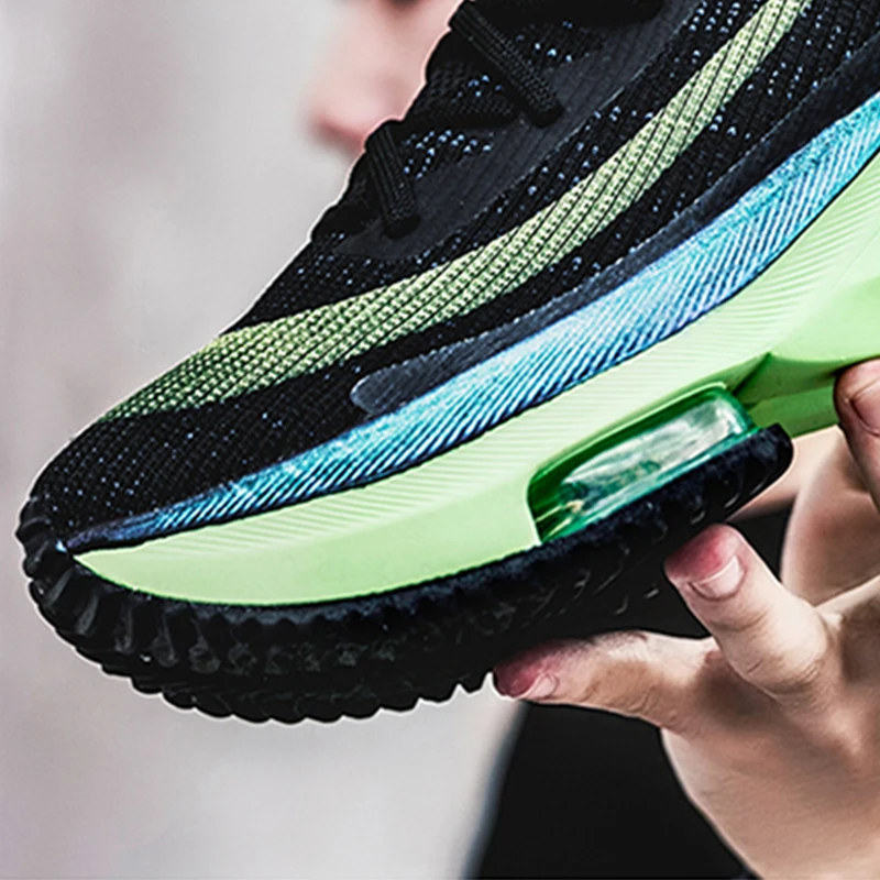 

Couple Running Shoes 2020 Forefoot Cushion Casual Sports Jogging Sneakers Breathable Knit Mesh Trainers Lace-up Plus Size 36-46