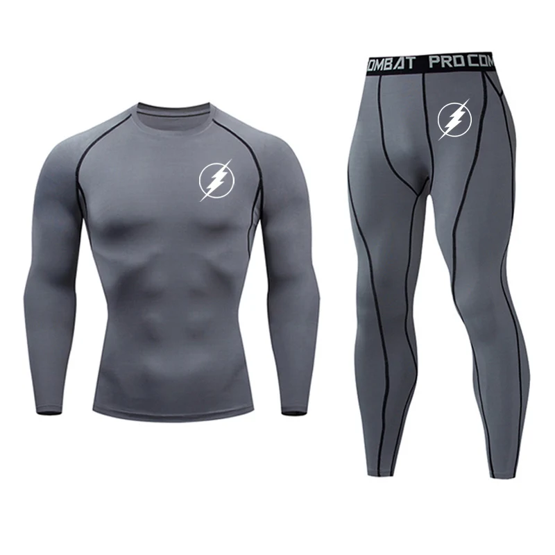 2-piece set Мужская футбольная сортиная одежда базовый слой термоблье Детские лосиы рушка еггинсы черный беговой костюм компрессионная одежда - Цвет: 2-piece set