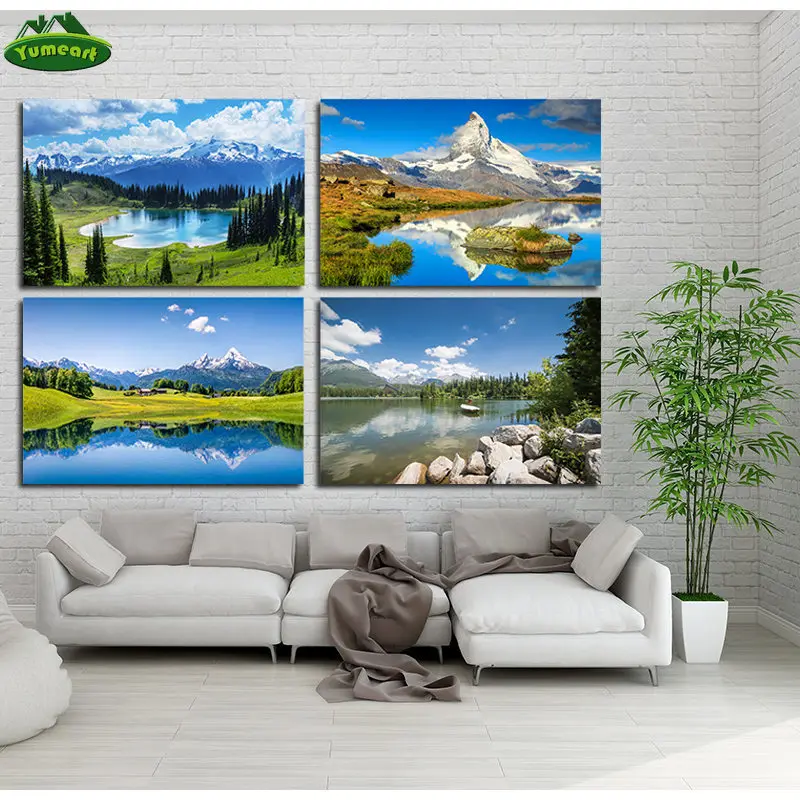

Blue Sky Lake Mountain Landscape Prints and Posters Wall Painting Forest Tree Canvas Art Print Living Room Bedroom Home Decor