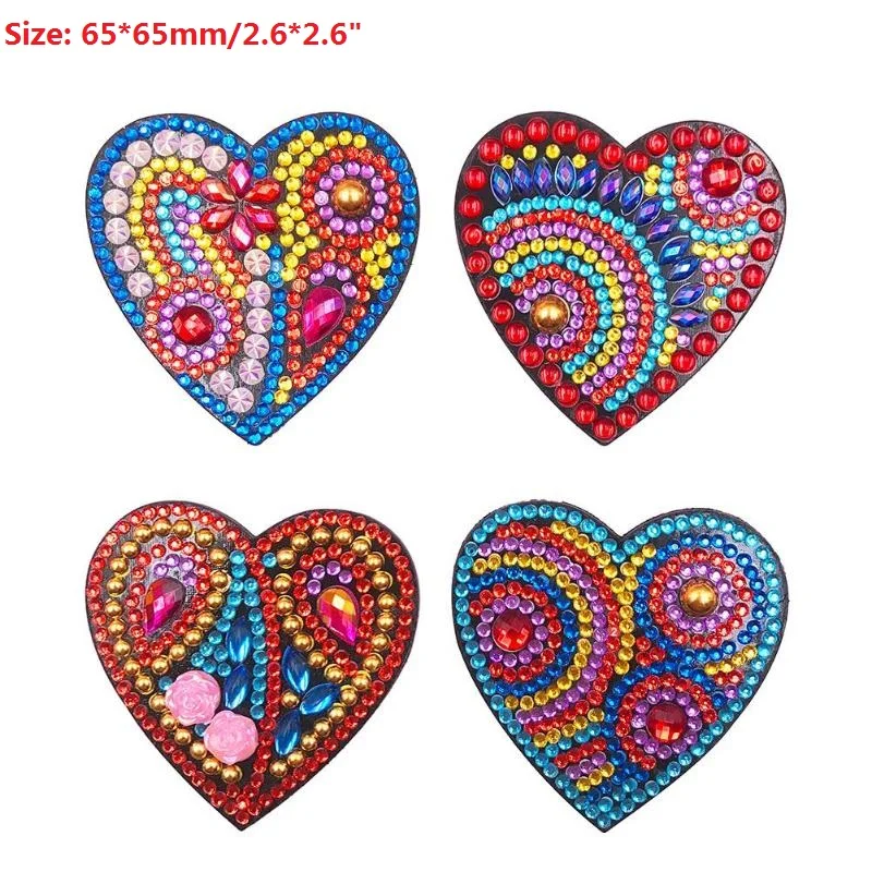 A Heart 4 шт. алмазная живопись магнит на холодильник DIY полная дрель специальная форма Сердце Алмазная вышивка крестиком магнит на холодильник подарки на Рождество - Цвет: A Heart