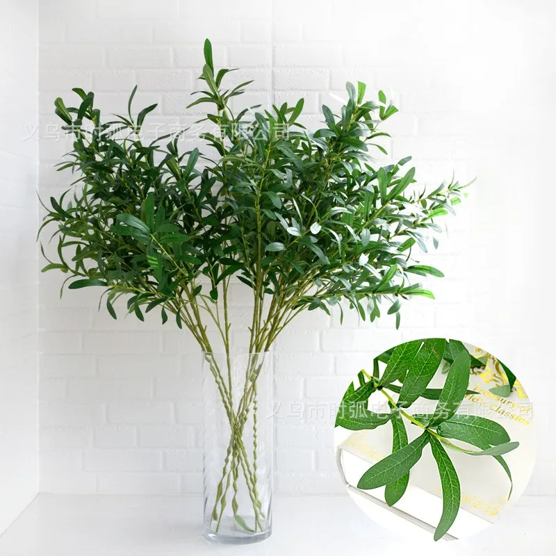 

92CM 6 Fork Green Artificial Olive Branch Simulation Plant Olive Home Wedding Decoration Fake Flower Christmas Decoration Flower