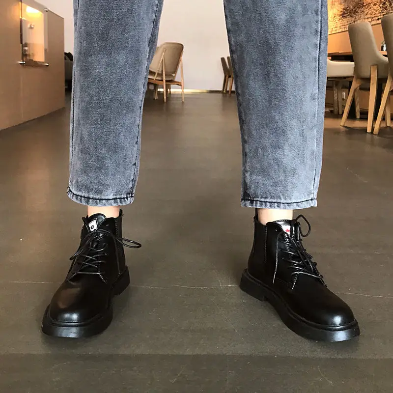 

Jeans Women Solid Loose Ankle-Length Straight Denim Pockets Zipper Retro Korean Style Chic Fashion Trendy Womens Daily All-match