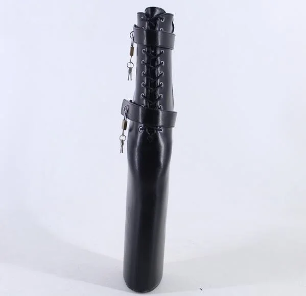 

Black Matte/Patent Leather Huge High Heel 38 cm Wedges Heels Platform Fetish Lockable Padlocks Boots Night Club Sexy Ankle Boots