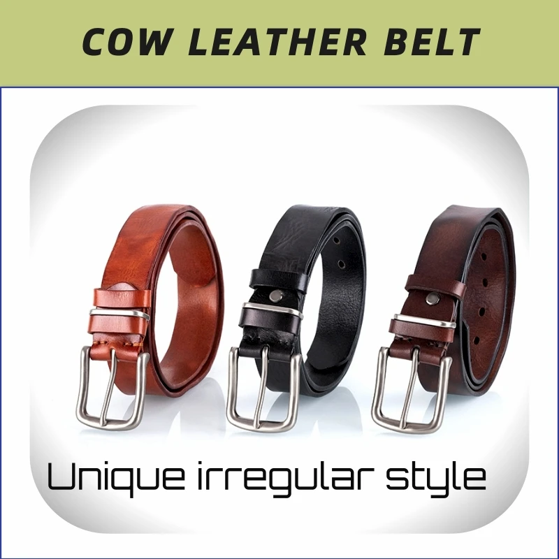 

Men cow LeatherTop Layer Casual High Quality Belt Design Pin Buckle Genuine Leather Belts For male Cowhide star