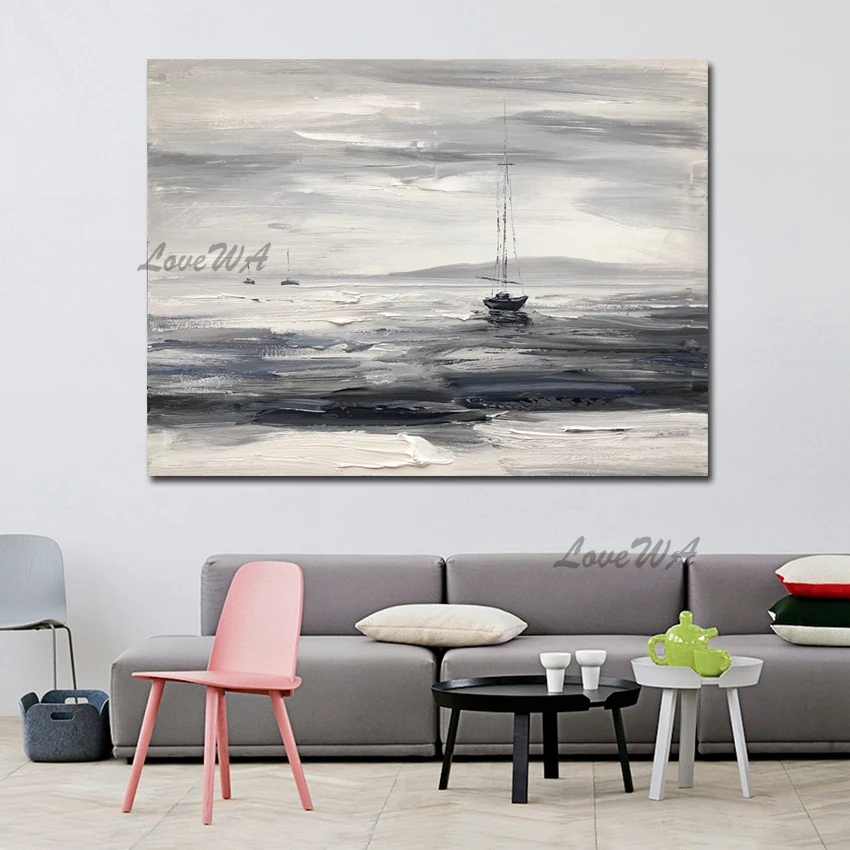 

Decoration Modern Abstract 100% Handpainted Painting Of The Tranquil Sea Landscape New Arrival Wall Art Home Decor Unframe