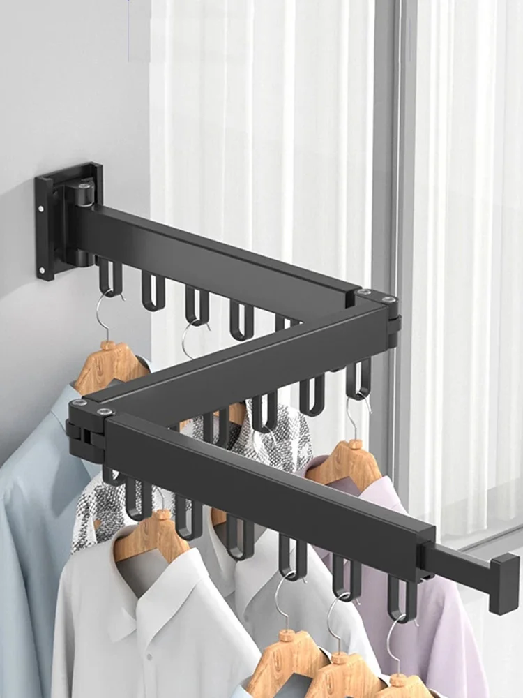 

Portable Folding Clothes Hanger Space Saving Wall Mount Bathroom Drying Rack Household Retractable Invisible Clothes Drying Rack