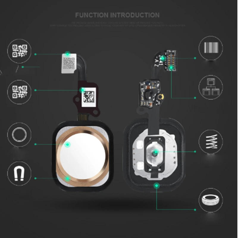 Aokin 1 шт. Главная Кнопка с гибким кабелем для iPhone 5 5C 5S 6 6Plus 6s plus 7 7Plus Гибкая сборка