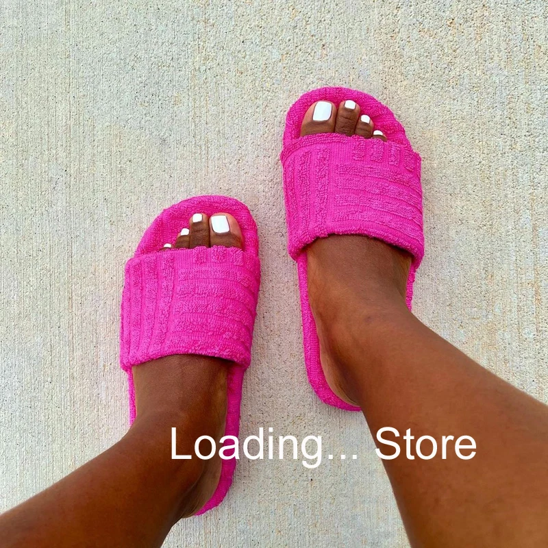 

Fashion Women's Shoes Autumn Plush Slippers Open Toe Solid Color Women's Shoes Outdoor Leisure Plus Size