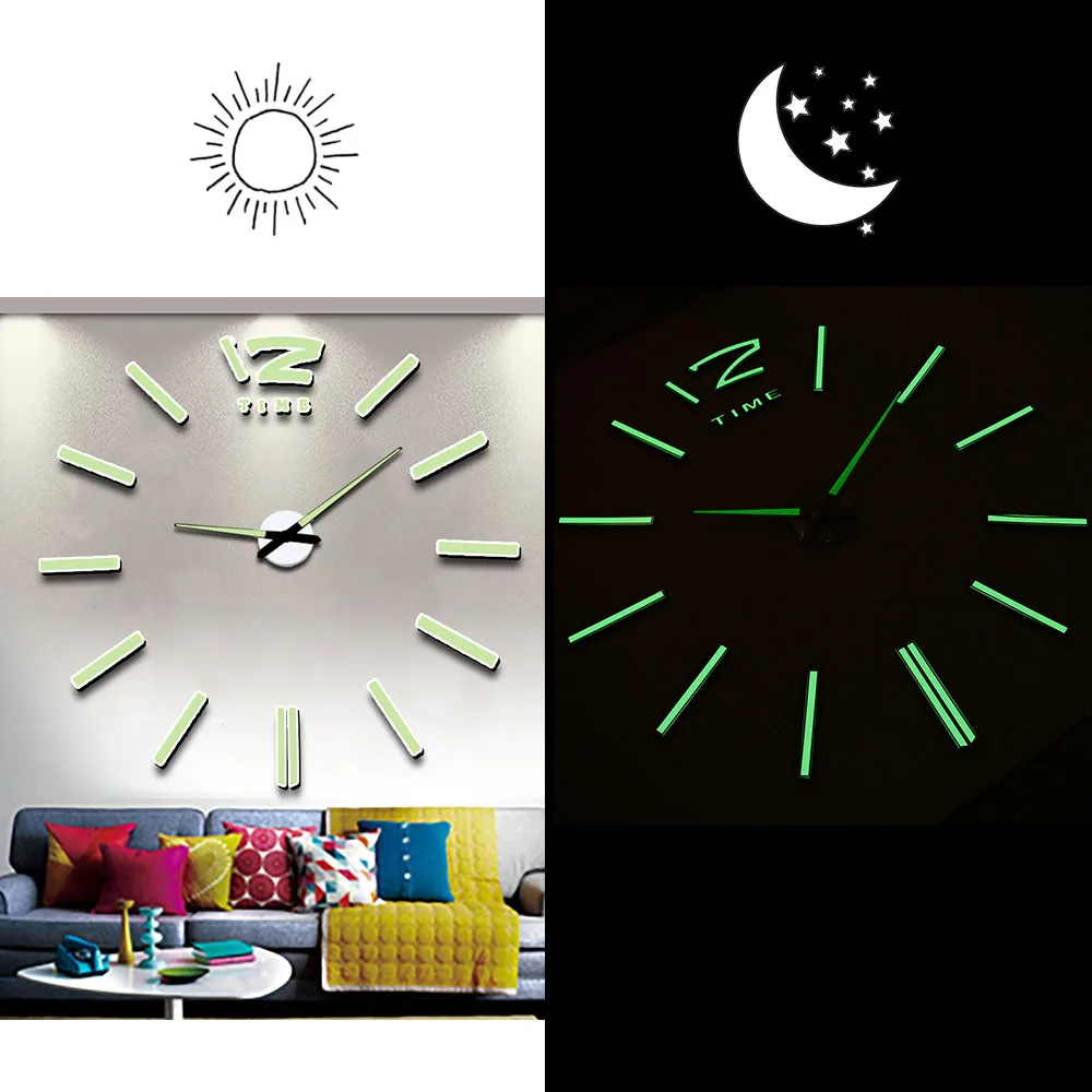 Quartz 3D DIY Wall Clock Silent Acrylic Round Modern Minimalist Style Creative Mirror Effect Home Decoration Office Many Options