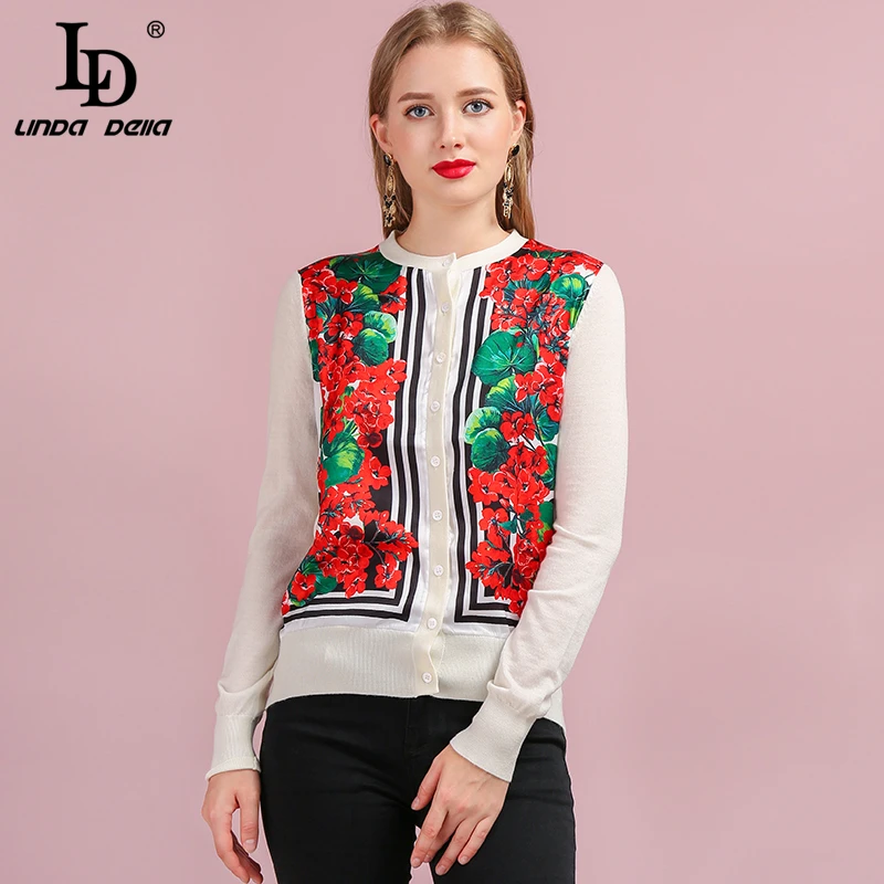 Женский вязаный свитер LD LINDA DELLA винтажный шерстяной кардиган с длинным рукавом и