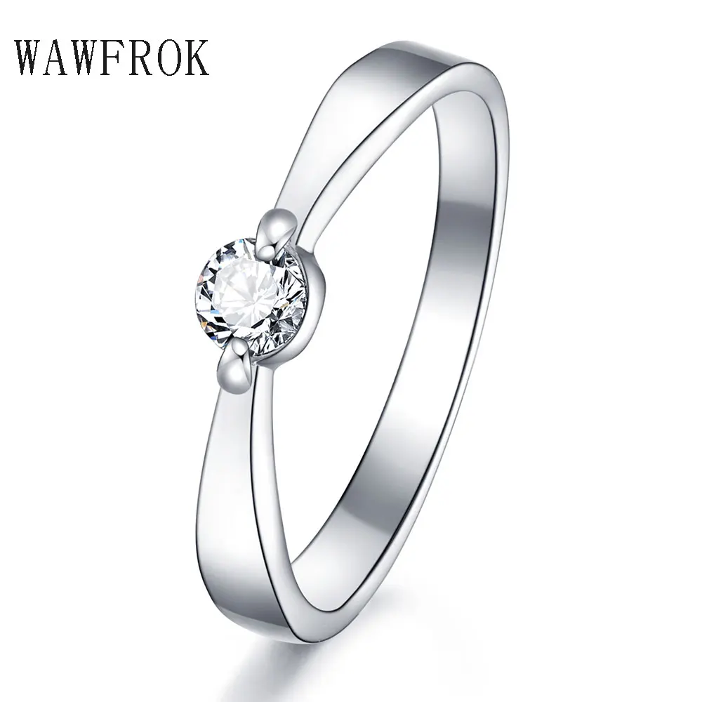 Женские обручальные кольца WAWFROK серебристые из нержавеющей стали 316l с кубическим