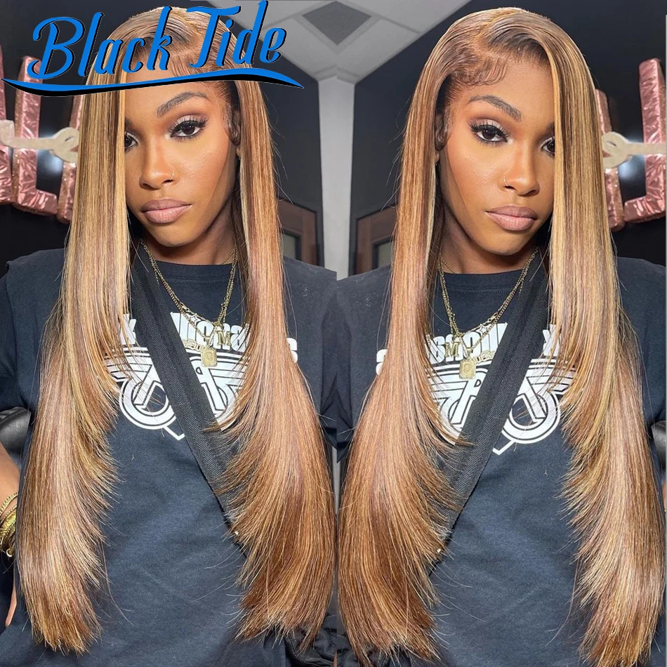 Highlight Wig 38 Inch Straight Wig 13x4 Lace Frontal Wig Remy Transparent Lace Frontal Wig Human Hair Straight Lace Front Wig